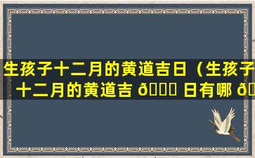 生孩子十二月的黄道吉日（生孩子十二月的黄道吉 🐒 日有哪 🦄 几天）